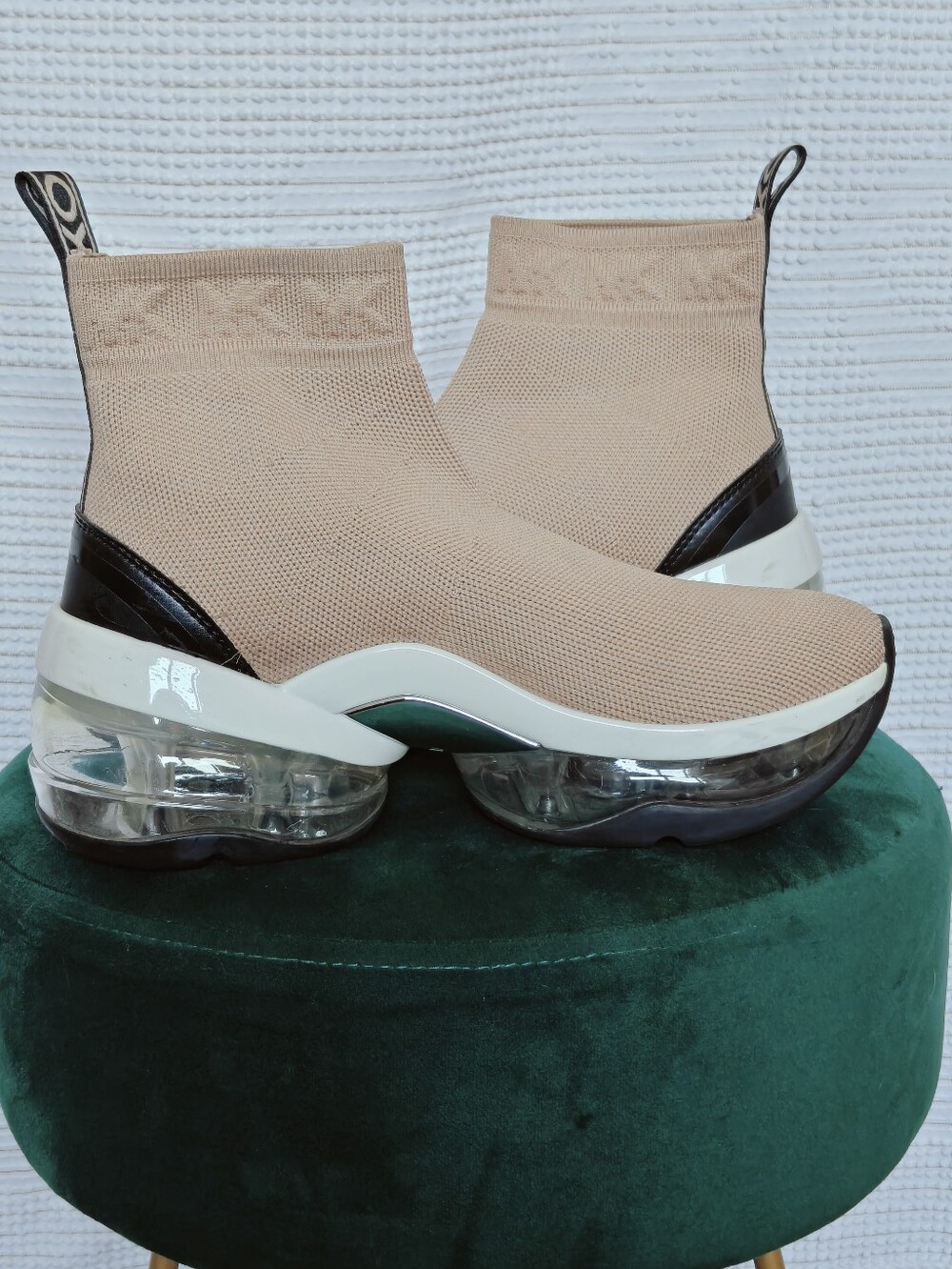 MICHAEL Michael Kors Olympia Bootie Extreme Sock Sneaker Chunky Bubble Wedge Sz8
